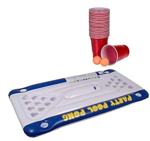 OOTB- Matelas Gonflable Pong Game 91/4025 Blanc Bleu Jaune 152 x 76 x 15 cm