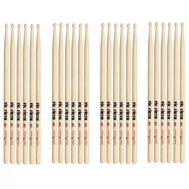 12 pares de baquetas de nogal clásico americano con punta de madera Vic Firth 5B ladrillo