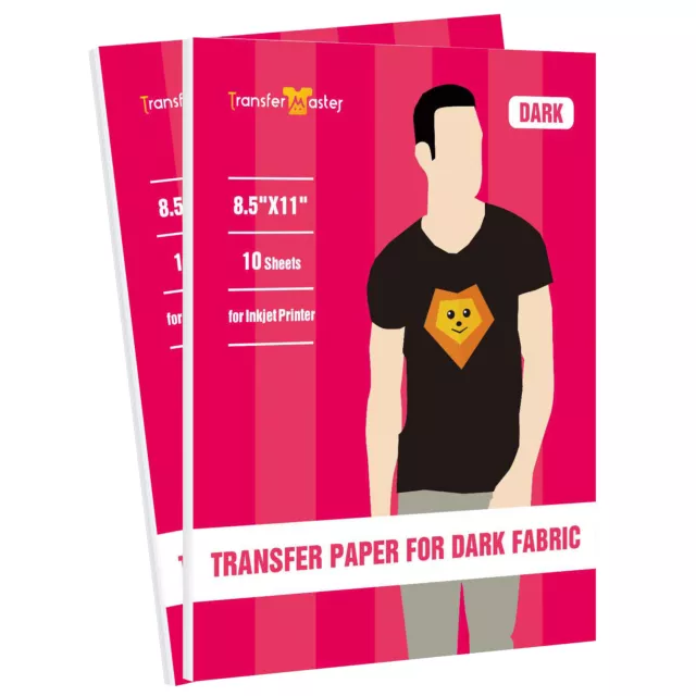 Inkjet Printable Dark Heat Transfer Paper for T-shirt 20 Sheets 8.5x11 Iron On