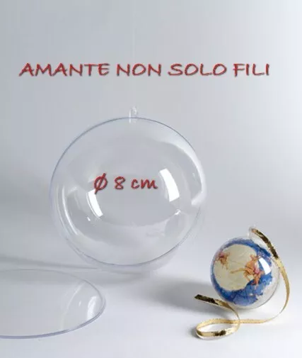 1 pezzo Sfera Ø 8 cm palla plexiglass trasparente divisibile con divisorio