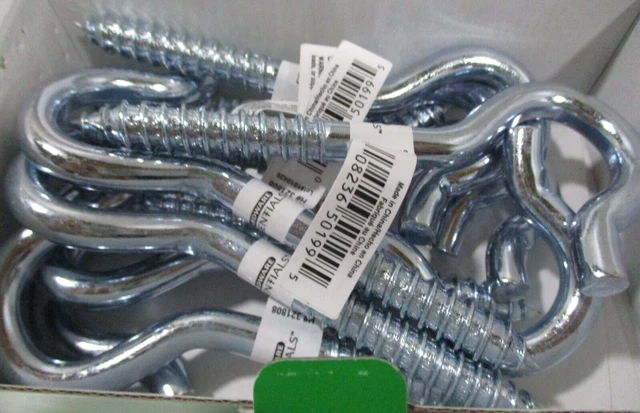 10 PIECE HEAVY DUTY Screw Hook Zinc Plated 3/8 x 4-7/8 " SWL 150 LBS