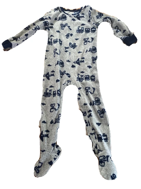 Absorba Boys 3T Footed Pajamas Zip Up multi Vehicle slipper applique