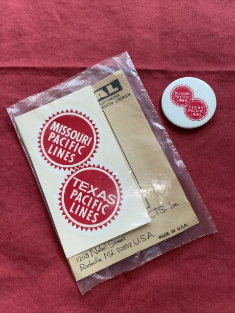 missouri pacific texas  line railroad decal (new in package) , Button Pin
