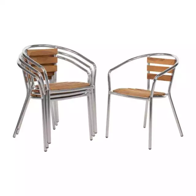 Bolero Aluminium & Ash Chairs (Pack of 4)