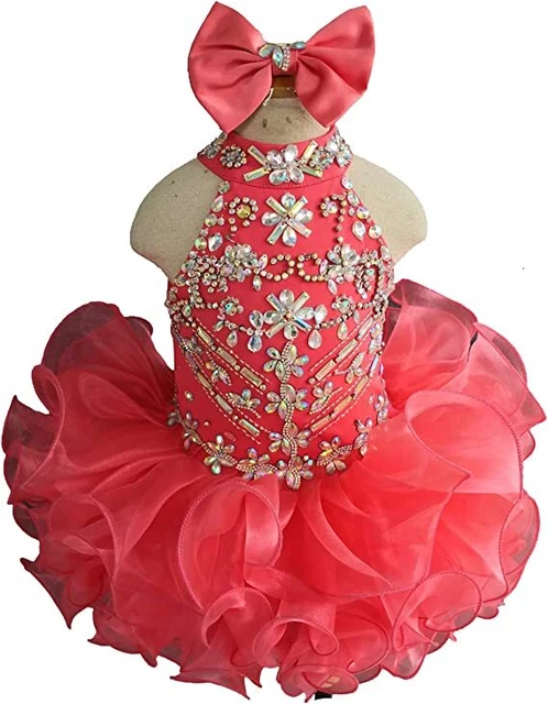 G284 Crystals&rhinestone beaded Baby Kids Toddler Girl's Formal Dress size 3T