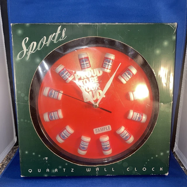 1991 BUDWEISER BEER "PROUD TO BE YOUR BUD" 11" WALL CLOCK BATTERY NEW Original
