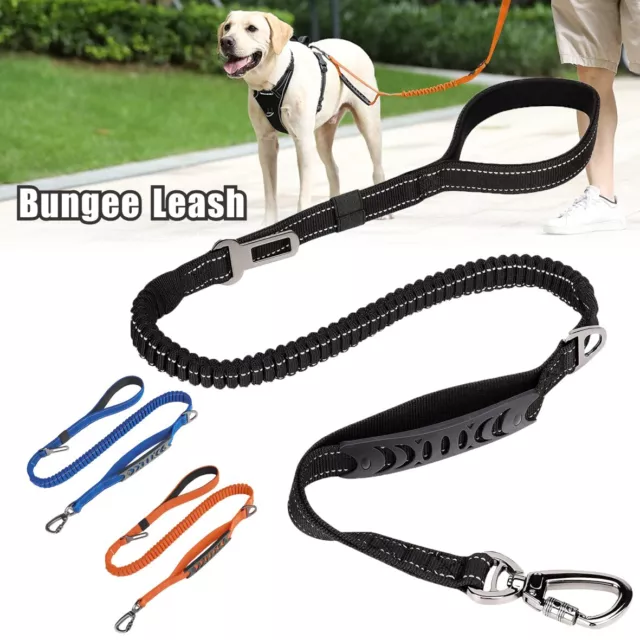 Anti Shock Dog Training Lead Bungee Puppy Leash Pull Absorbing Reflective UK