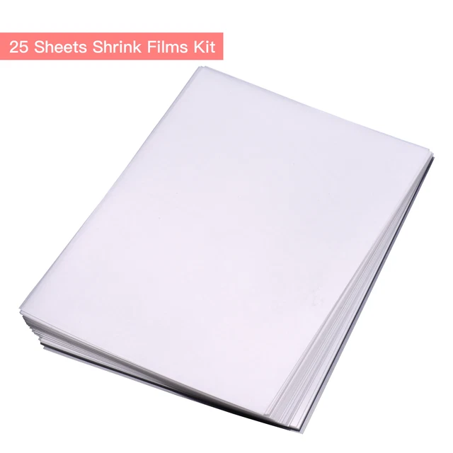 25 SHEETS TRANSLUCENT Printable Shrink Films Kit Shrinky Art Film Paper ...