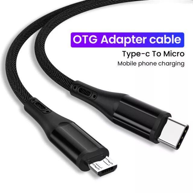 USB Type C vers Micro Données & Synchronisation OTG Chargeur Pd Rapide Nylon