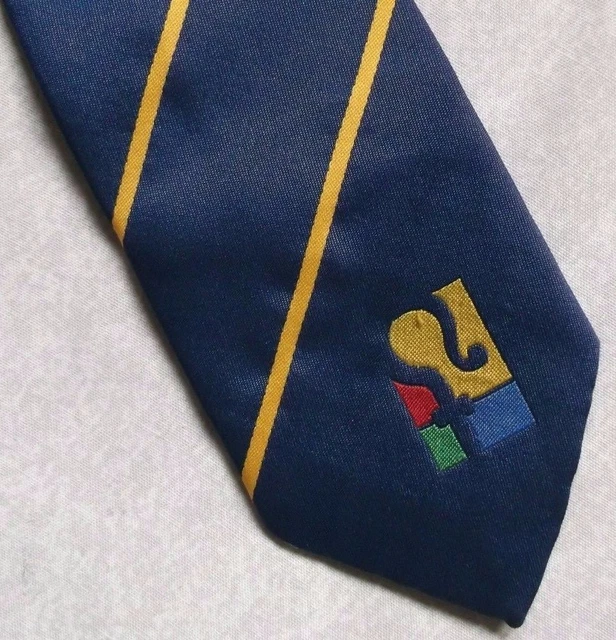 Tie Necktie Mens Vintage Crested Club Association Society BLUE STRIPED