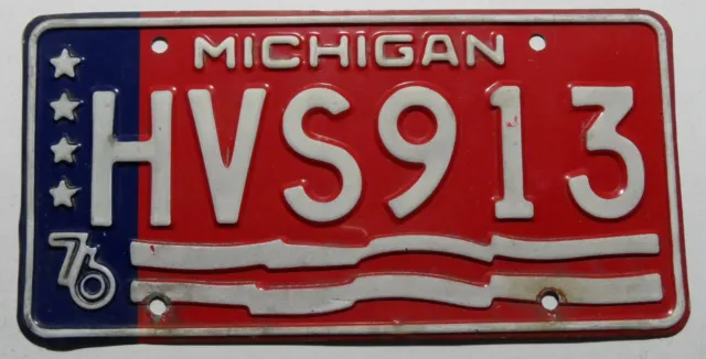 USA Nummernschild Michigan Bicentennial 200 Jahre von 1976 Flaggendisign.S-8839*