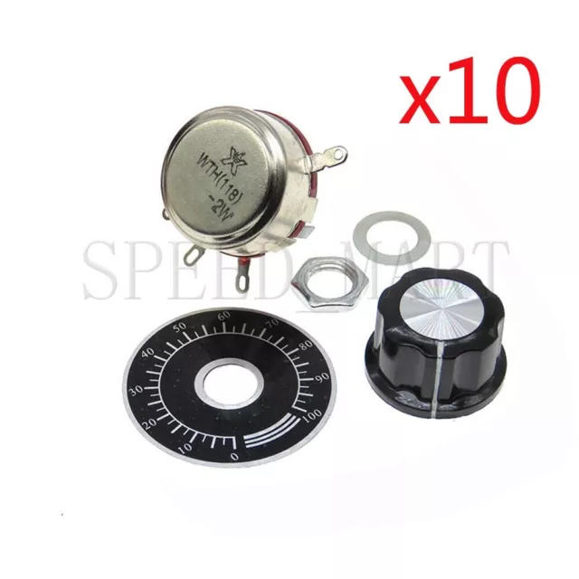 10set WTH118-1A 2W 1K Ohm Single-turn Potentiometer and MF-A03 Bakelite Knob