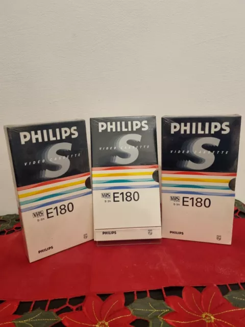 Philips VHS Blank tape E180 3 hour recording new and sealed 3 Tapes