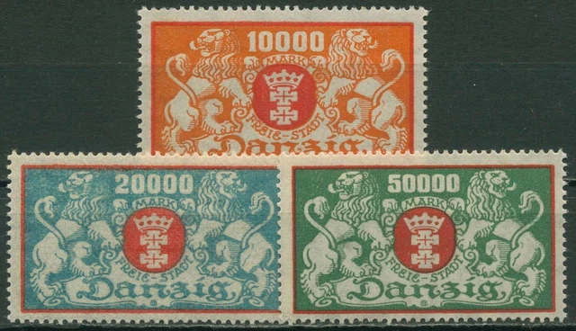 Danzig 1923 Freimarken: Großes Staatswappen 147/49 postfrisch