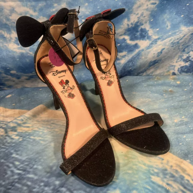 PRIMARK MINNIE MOUSE Stiletto High Heels Black Glitter with Red Bows size 5 9.99 PicClick UK