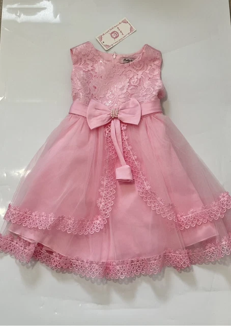 Nuovo abito rosa festa di compleanno per bambine taglia 3 anni