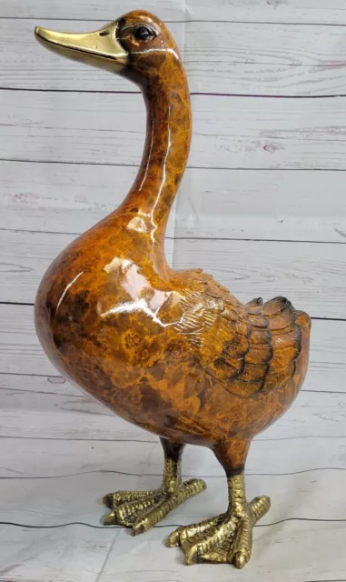 Signed Moigniez Marsh Land Duck Bronze Sculpture Marble Base Figurine Artwork