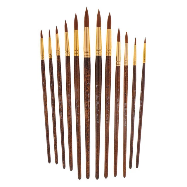 12x Pennello tondo Set pennelli per pittura ad olio per acquerelli in acrilico
