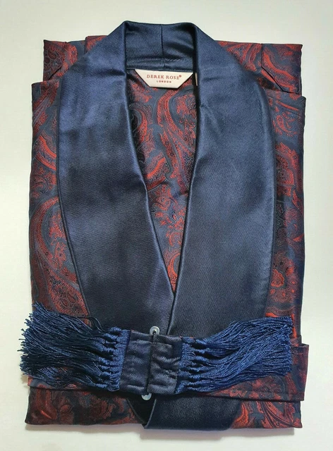DEREK ROSE MENS Dressing Gown Medium 100 Silk Robe Rrp