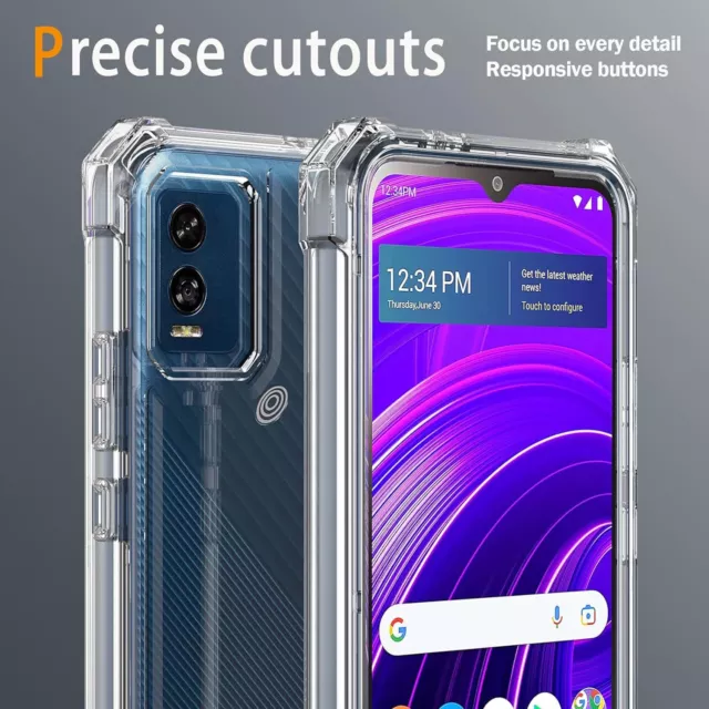 For BLU View Speed 5G Full Phone Case Impact Heavy Duty Cover +Tempered Glass 3