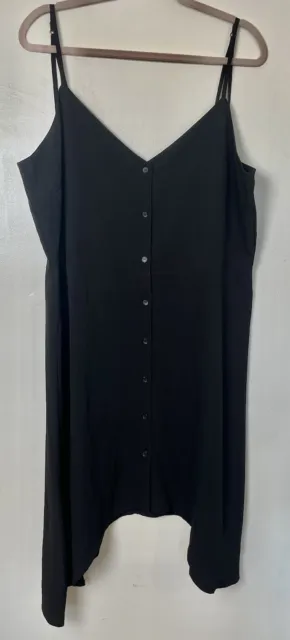 ASOS Black Strappy 90s Style Button Up Shift Dress Size UK 18
