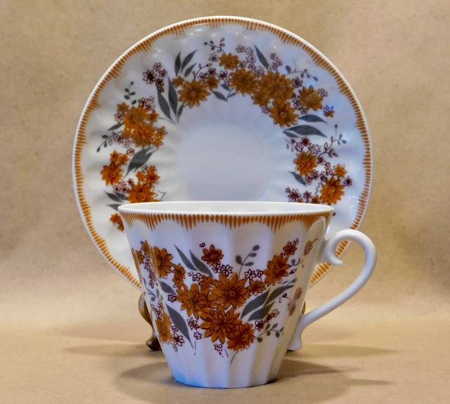 VINTAGE LOMONOSOV RUSSIAN Imperial Porcelain Brown Floral Tea Cup
