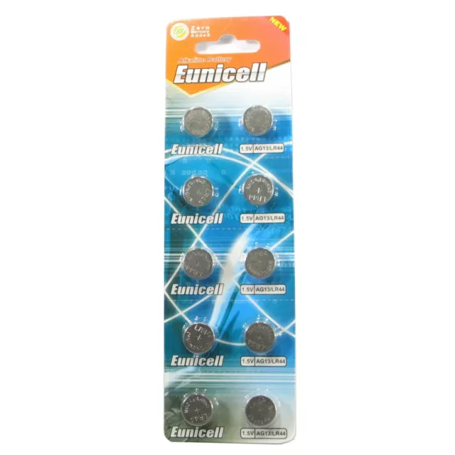 Eunicell Lot De 10 Piles Bouton Alcalines Lr44 Ag13 A76 1.5V