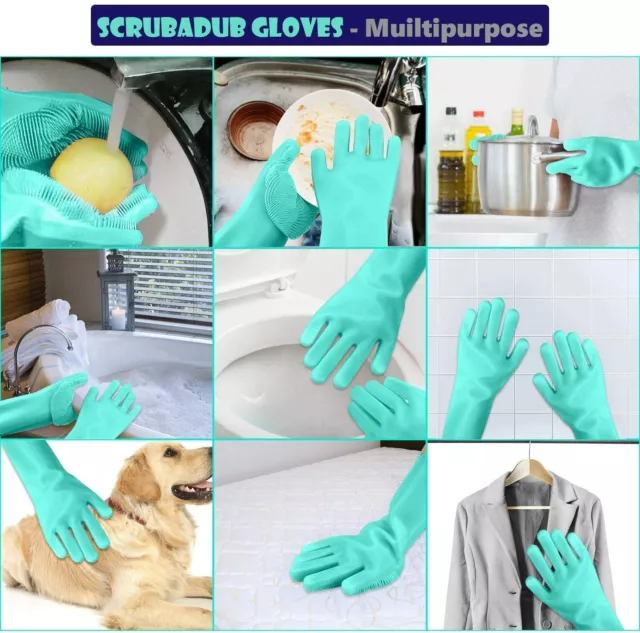 Silicone Cleaning Gloves Scrubadub Premium Magic Gloves Ribbed Washer Scrubber