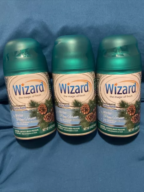 3 Pk Wizard Automatic Spray Refills Winter PINE 5oz, Fits Glade/ Airwick Units