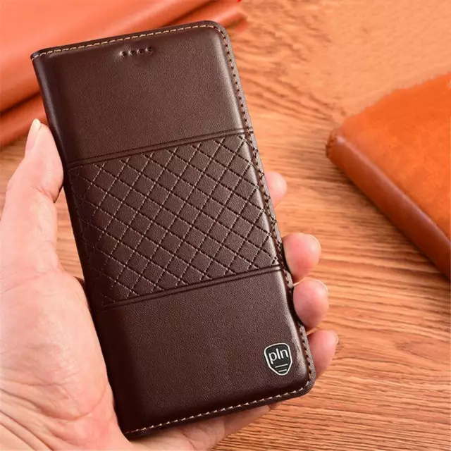 Genuine Leather Flip Case for iPhone 15 Pro Max 14 13 Pro Card Slot Holder Cover