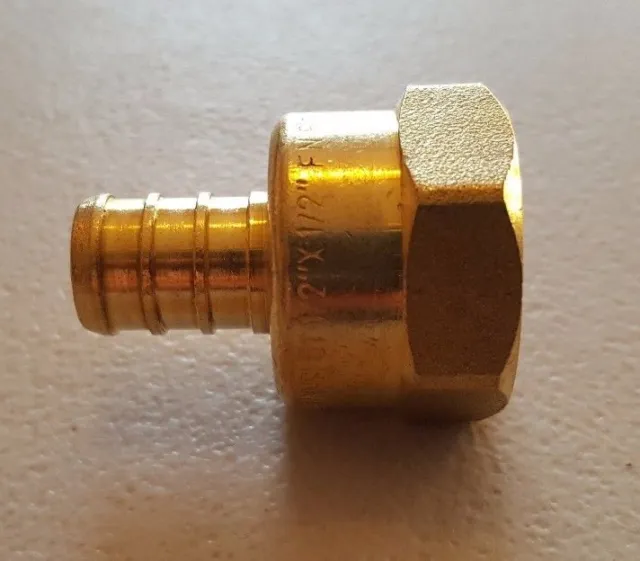 1 Pc. 1/2" Pex X 1/2" Female Npt Threaded Adapter Brass Crimp Fitting Lead Free