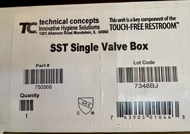 Technical Concepts 750568 SST Single Valve Box Assembly Touch Free Mixing Valve