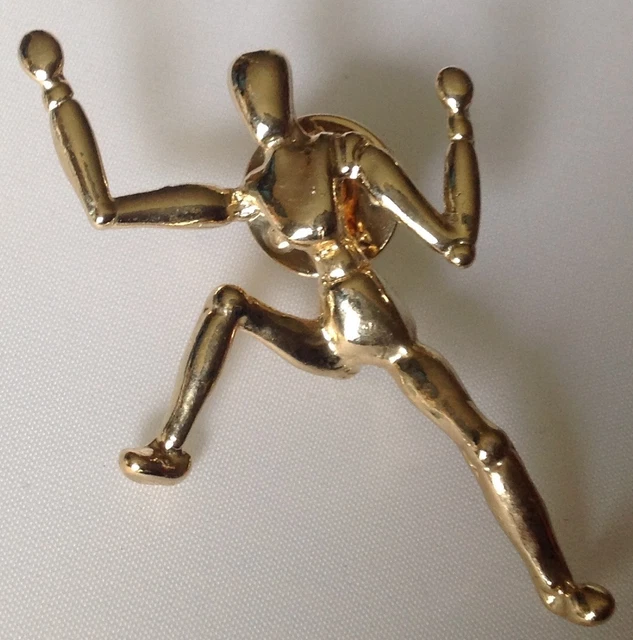 Broche Rétro Personnage En Mouvement - Couleur Or, Relief, Occasion Très Bon état - Modèle 431