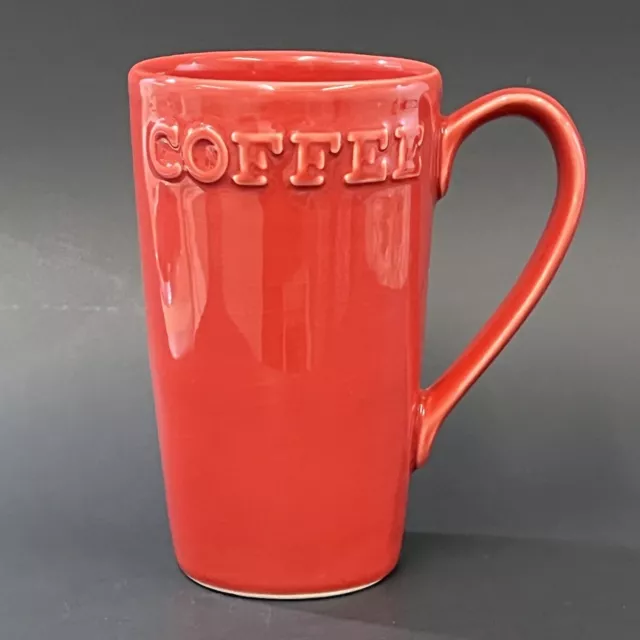 Primagera Italian Kitchen Red "COFFEE" Large Ceramic Latte Mug Portugal 6"