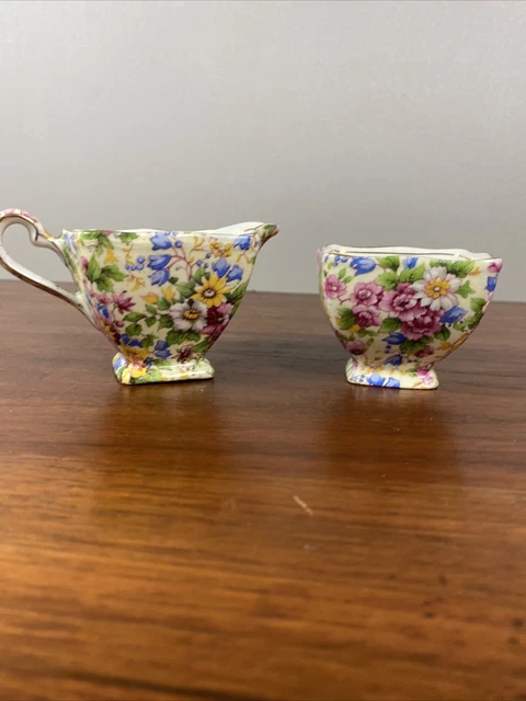 Royal Winton Chintz  Creamer and Sugar Set  Grimwades Summertime England  EUC
