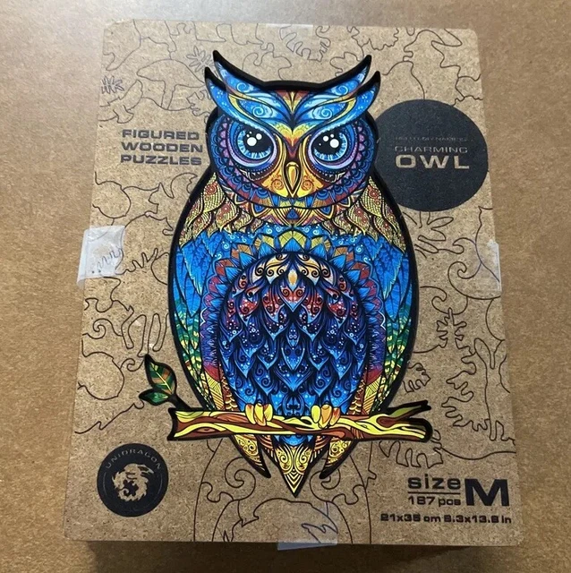 Unidragon Charming Owl Med Wooden Puzzle 187 Pieces VG Ages 14+ Whimsey pieces 2