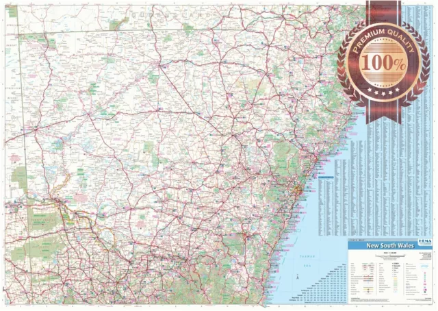 Detailed New South Wales State Roads Nsw Australia Map Of Aus  Premium Poster