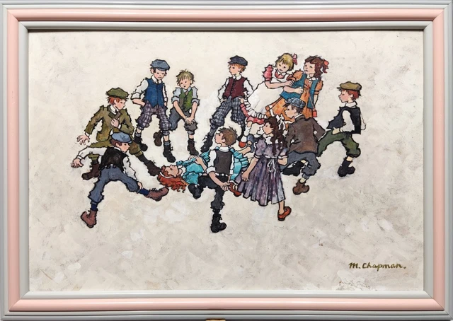 SIGNED ORIGINAL OIL Painting Of Children Playing By Margaret Chapman ...