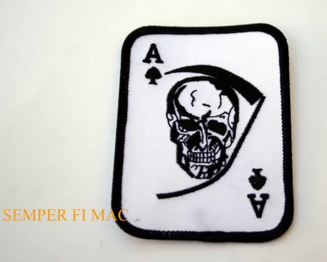 ACE OF SPADES Hat Patch Skull Grim Reaper Death Card Pin Up Card Deck ...