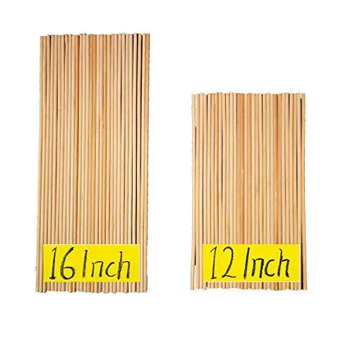 Fartime 12 Inch Long and 16 Inch Long Natural Blank Round Unfinished Bamboo Dowe