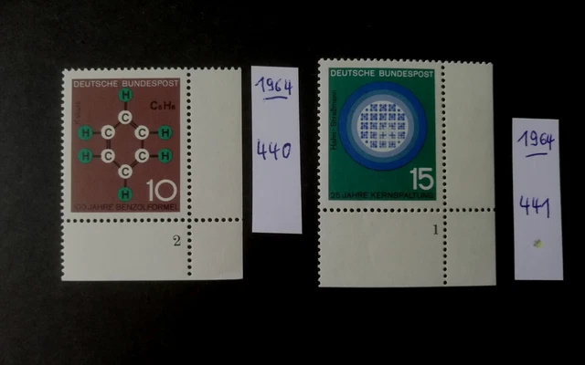 BUND BRD 1964 Mi. 440, 441 ** Ecke 4 m. Formnummer FN 2, 1 postfrisch  Eckrand
