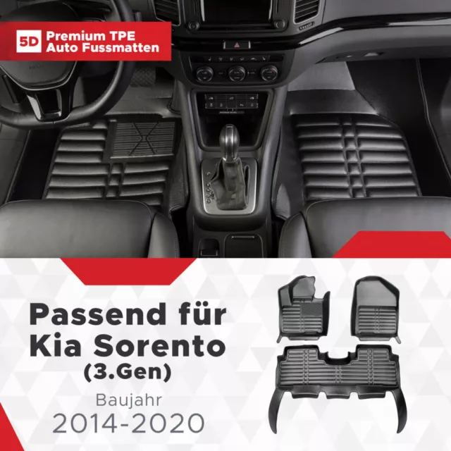 5D Premium Auto Fussmatten TPE Set passend für Kia Sorento (3.Gen) Baujahr 20...