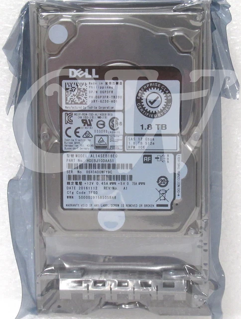 GP3FR 0GP3FR Dell ENTERPRISE 1.8TB 10K 12G 2.5in SAS Hard Drive