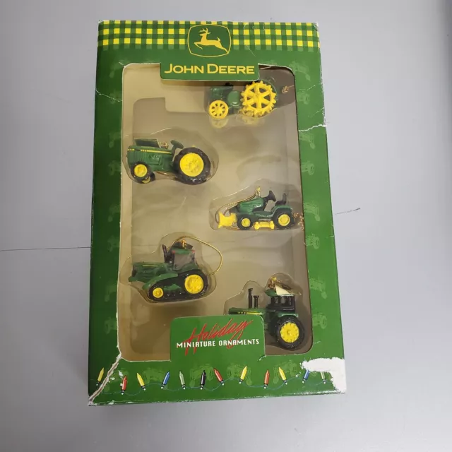 Enesco John Deere 4 Mini Christmas Tree Ornaments Farming Tractors Lawnmower