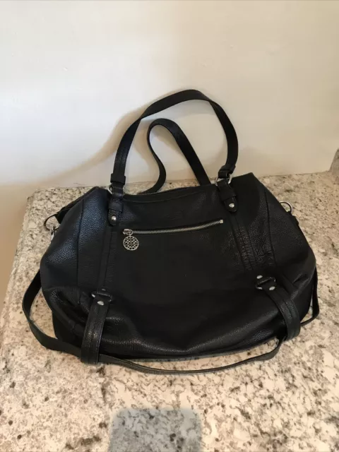 COACH Womens Alexandra Pebble Leather Black Crossbody Convertible Tote Bag Large