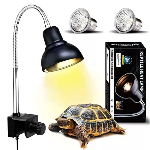 Reptile Heat Lamp UVA UVB Light for Aquarium Turtle Tank with 25W+50W Basking B