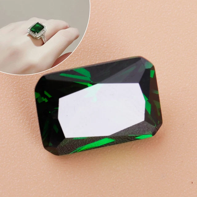 10x14mm Unheated Green Sapphire Emerald Diamond Loose Gemstone Necklace Ring rt