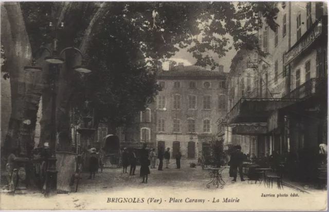 BRIGNOLES 83 Place Caramy Mairie CPA écrite à Mme BOUDET Fernand 34 Roujan 1916