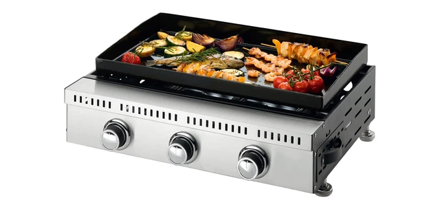 GRILLMEISTER Gasgrill Plancha 3-flammig Grill Grillplatte *besch VP