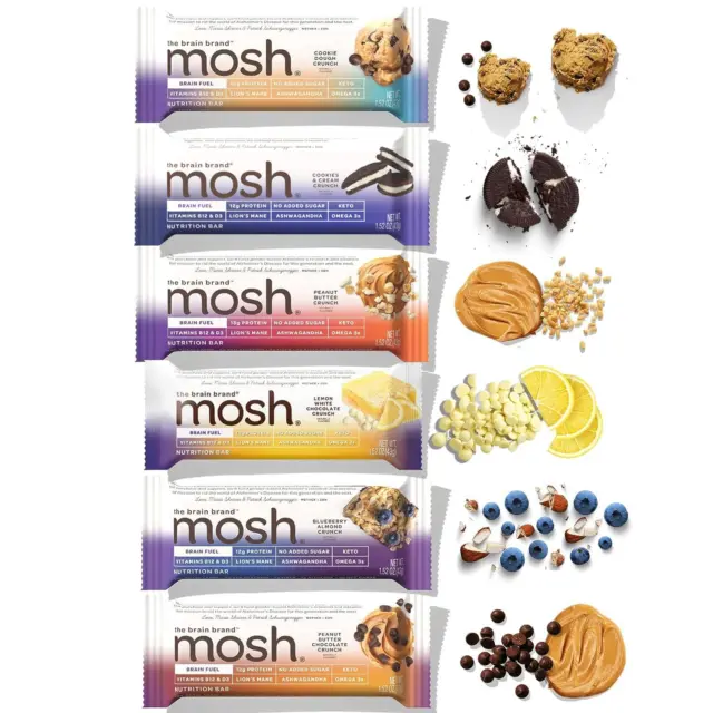 MOSH VARIETY PACK Protein Bars, 6pk, 12g Grass-Fed Protein, Keto Snack ...